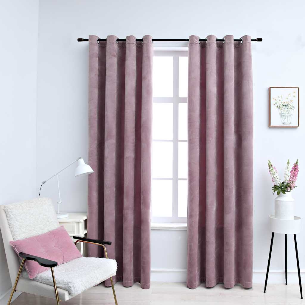 Verdunkelungsvorhänge Mit Ösen 2 Stk. Samt Antik-Rosa 140X175Cm