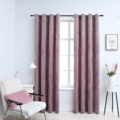 Verdunkelungsvorhänge Mit Ösen 2 Stk. Samt Antik-Rosa 140X175Cm