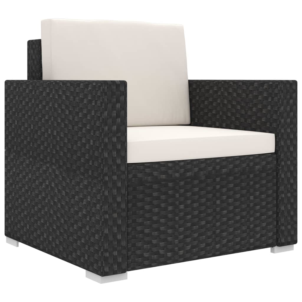 8-Tlg. Garten-Lounge-Set Mit Auflagen Poly Rattan Schwarz