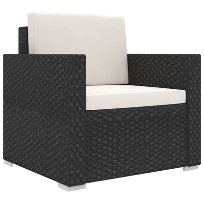 8-Tlg. Garten-Lounge-Set Mit Auflagen Poly Rattan Schwarz