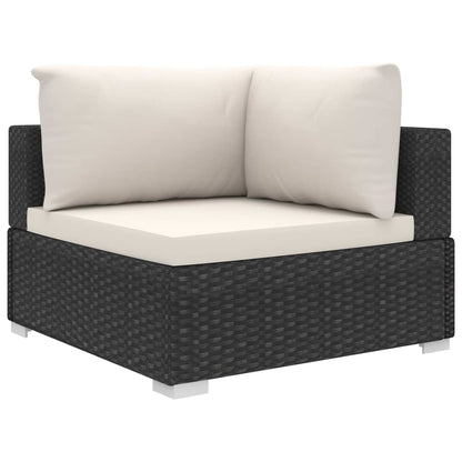 8-Tlg. Garten-Lounge-Set Mit Auflagen Poly Rattan Schwarz