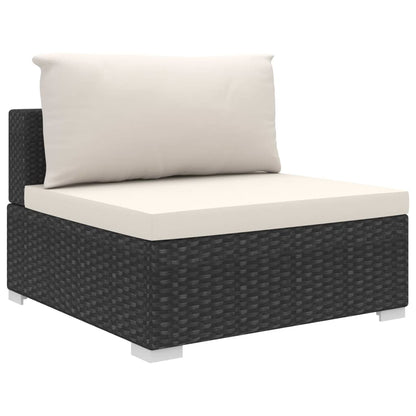 8-Tlg. Garten-Lounge-Set Mit Auflagen Poly Rattan Schwarz