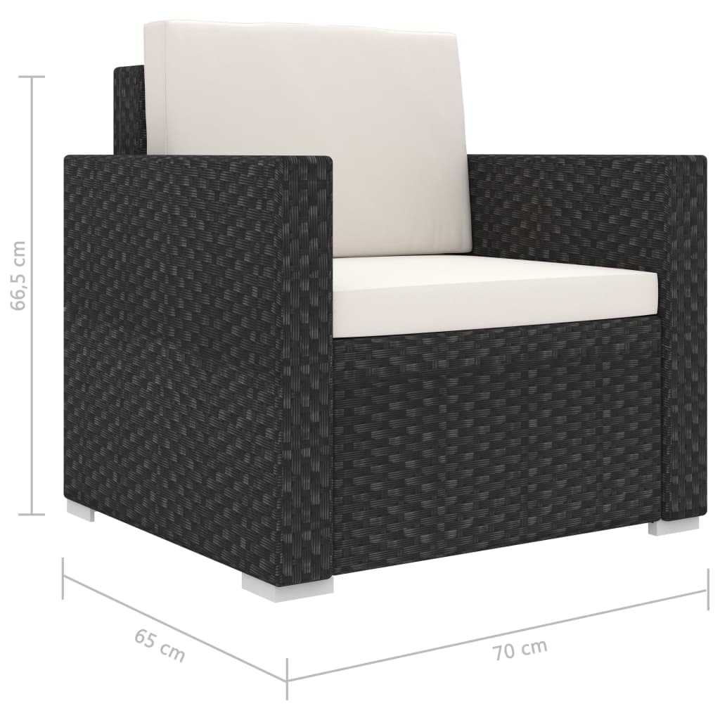8-Tlg. Garten-Lounge-Set Mit Auflagen Poly Rattan Schwarz