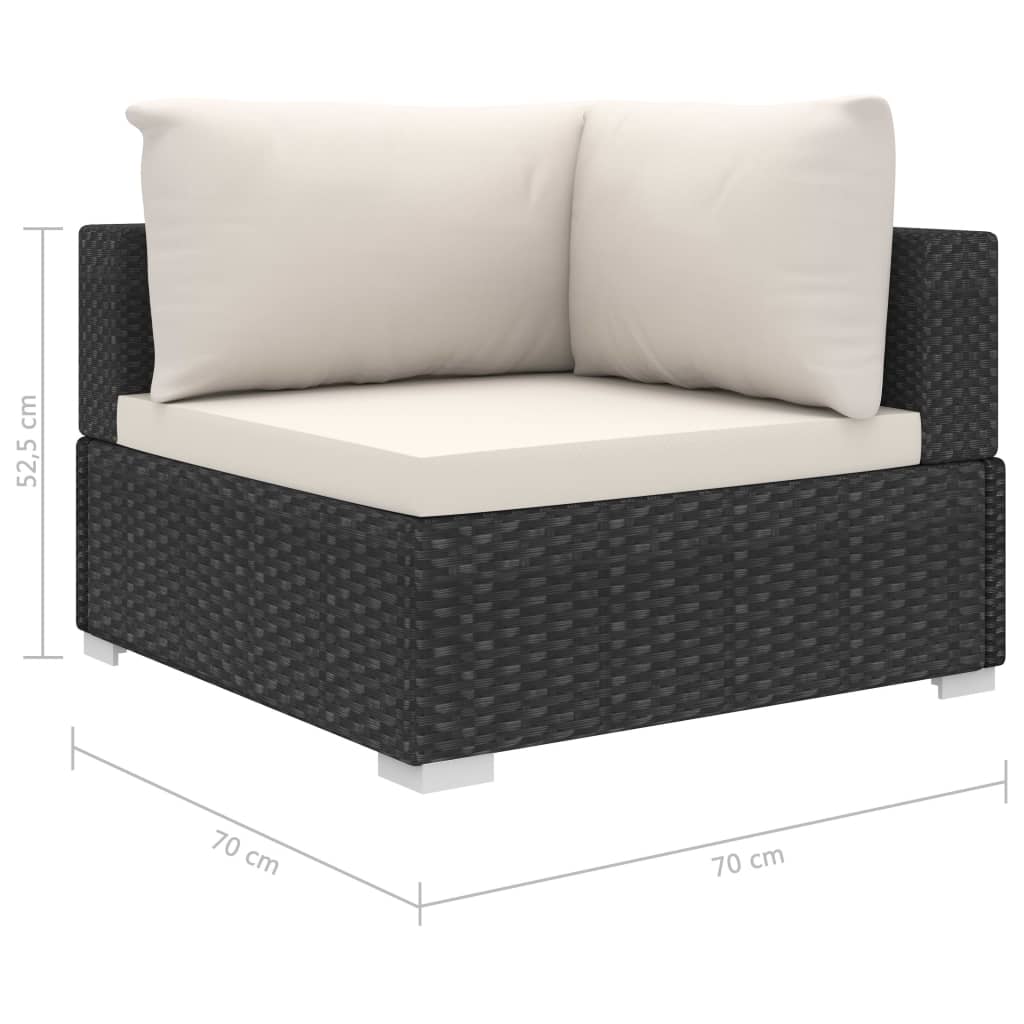 8-Tlg. Garten-Lounge-Set Mit Auflagen Poly Rattan Schwarz