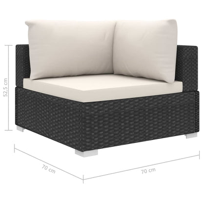 8-Tlg. Garten-Lounge-Set Mit Auflagen Poly Rattan Schwarz