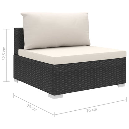 8-Tlg. Garten-Lounge-Set Mit Auflagen Poly Rattan Schwarz