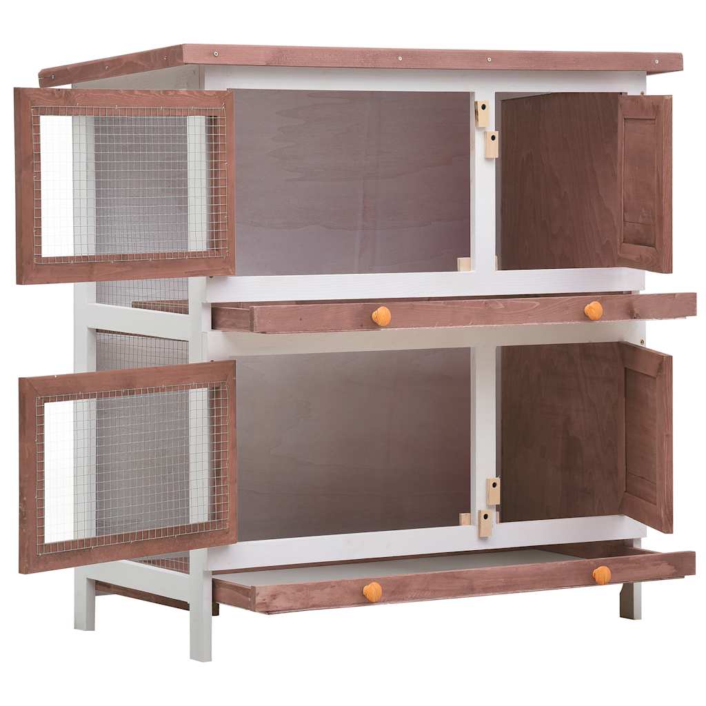 Kaninchenstall 4 Türen Holz