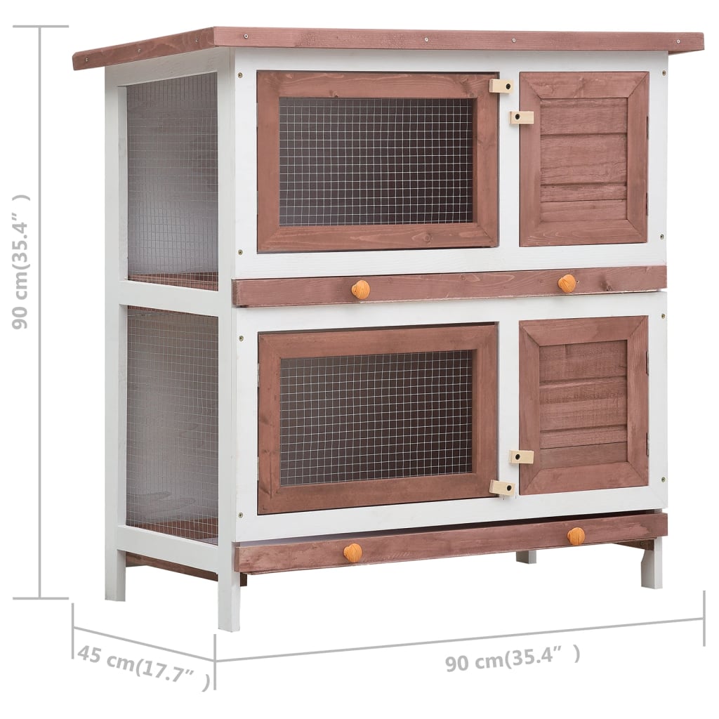 Kaninchenstall 4 Türen Holz