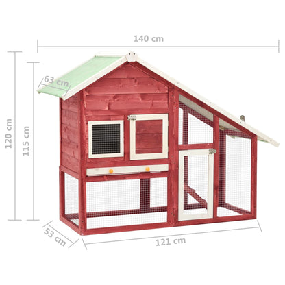 Kaninchenstall 140X63X120 Cm Tanne Massivholz