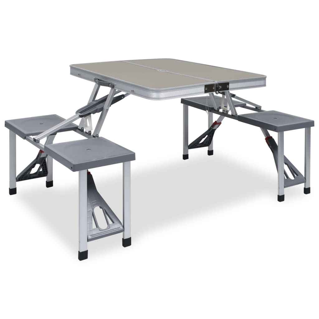 Klappbarer Campingtisch Mit 4 Sitzen Stahl Aluminium