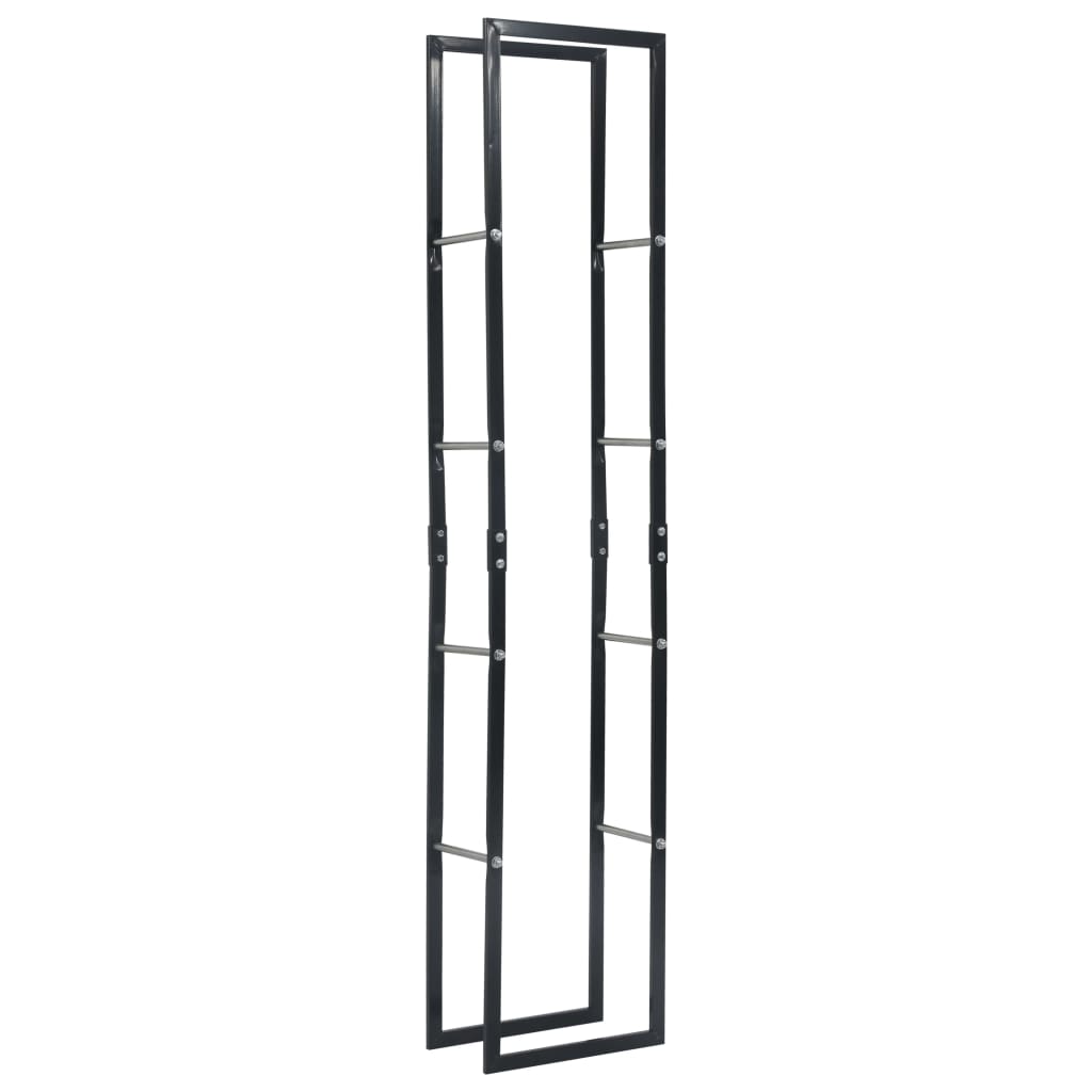 Brennholzregal Schwarz 40×25×200 Cm Stahl