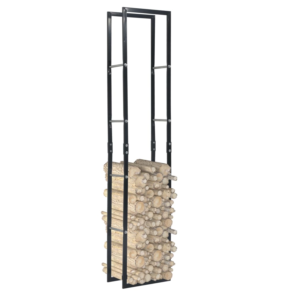 Brennholzregal Schwarz 40×25×200 Cm Stahl