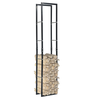 Brennholzregal Schwarz 40×25×200 Cm Stahl