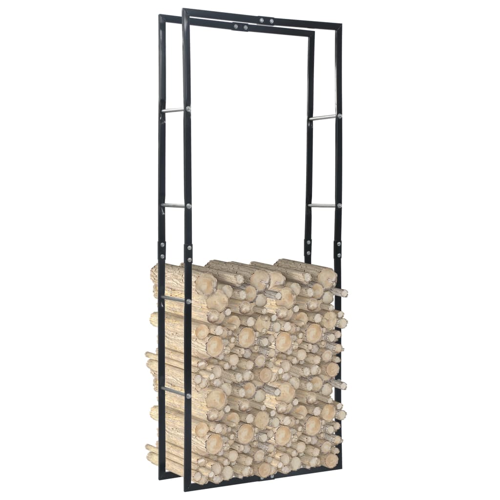 Brennholzregal Schwarz 40×25×200 Cm Stahl