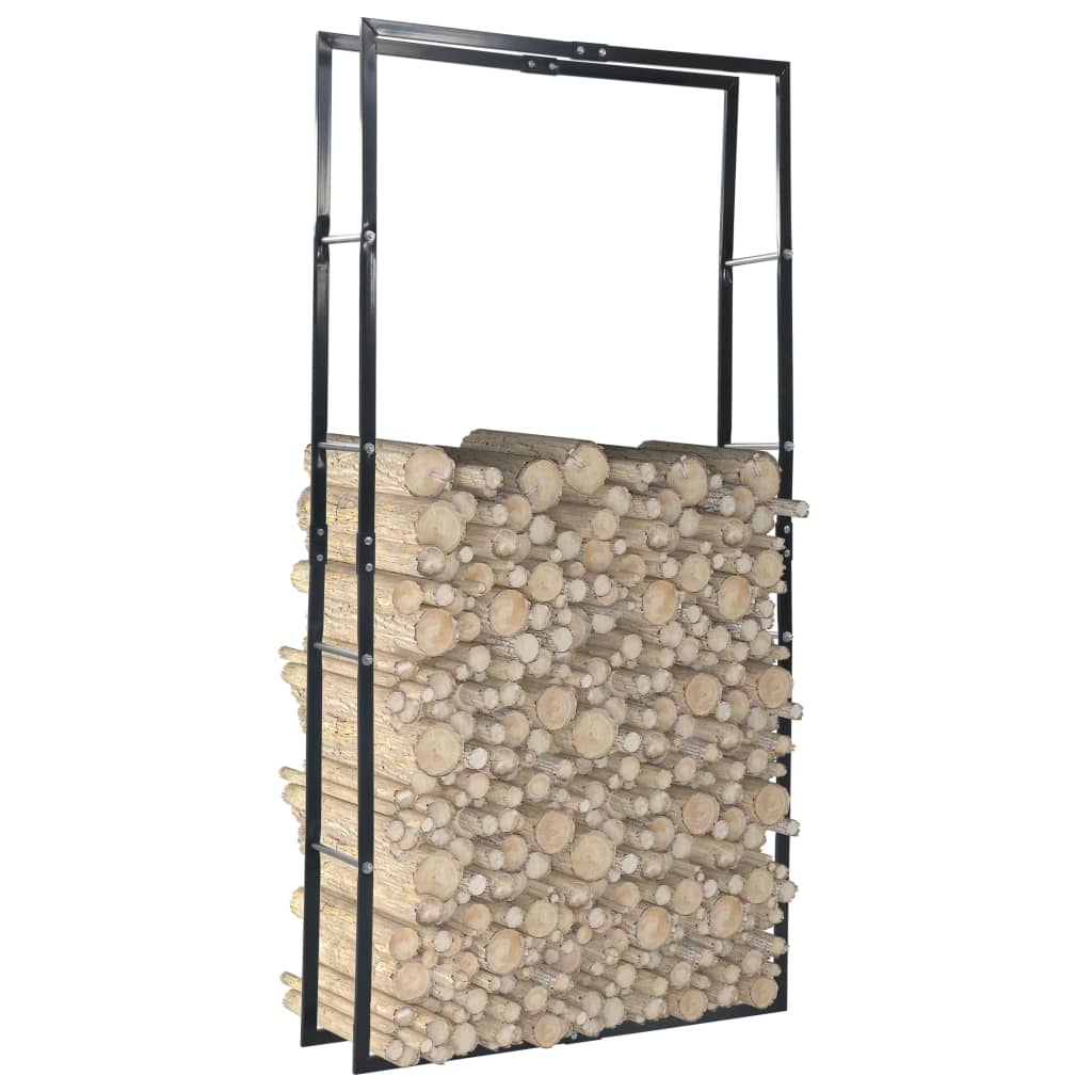 Brennholzregal Schwarz 40×25×200 Cm Stahl