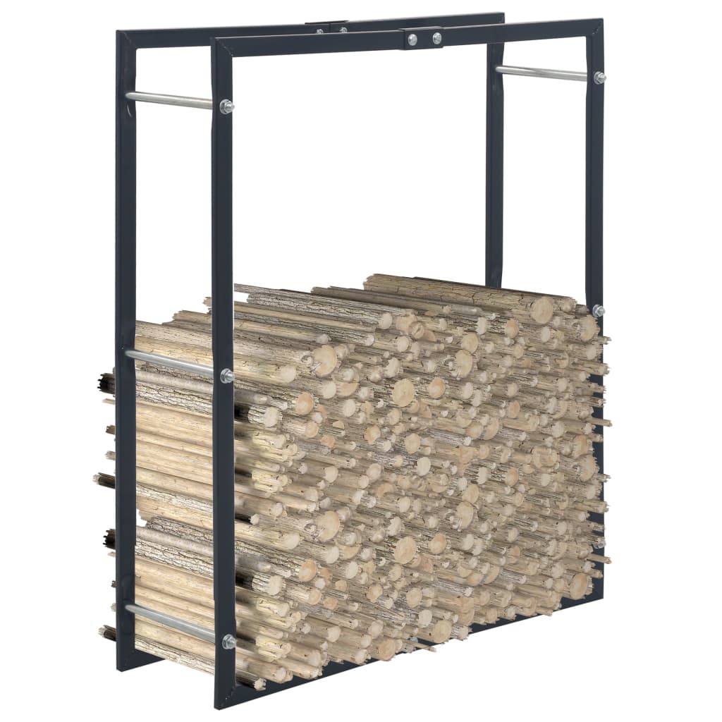 Brennholzregal Schwarz 40×25×200 Cm Stahl