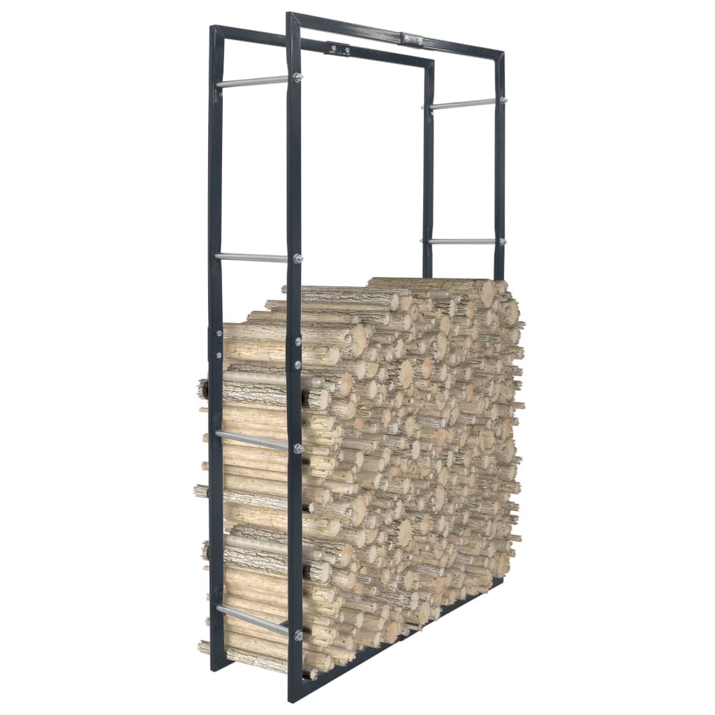 Brennholzregal Schwarz 40×25×200 Cm Stahl