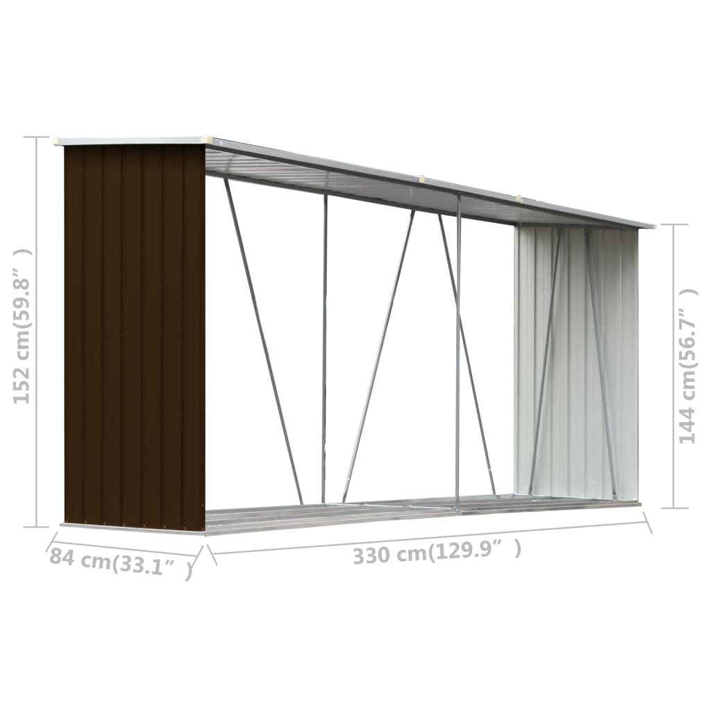 Brennholzlager Verzinkter Stahl 330X84X152 Cm