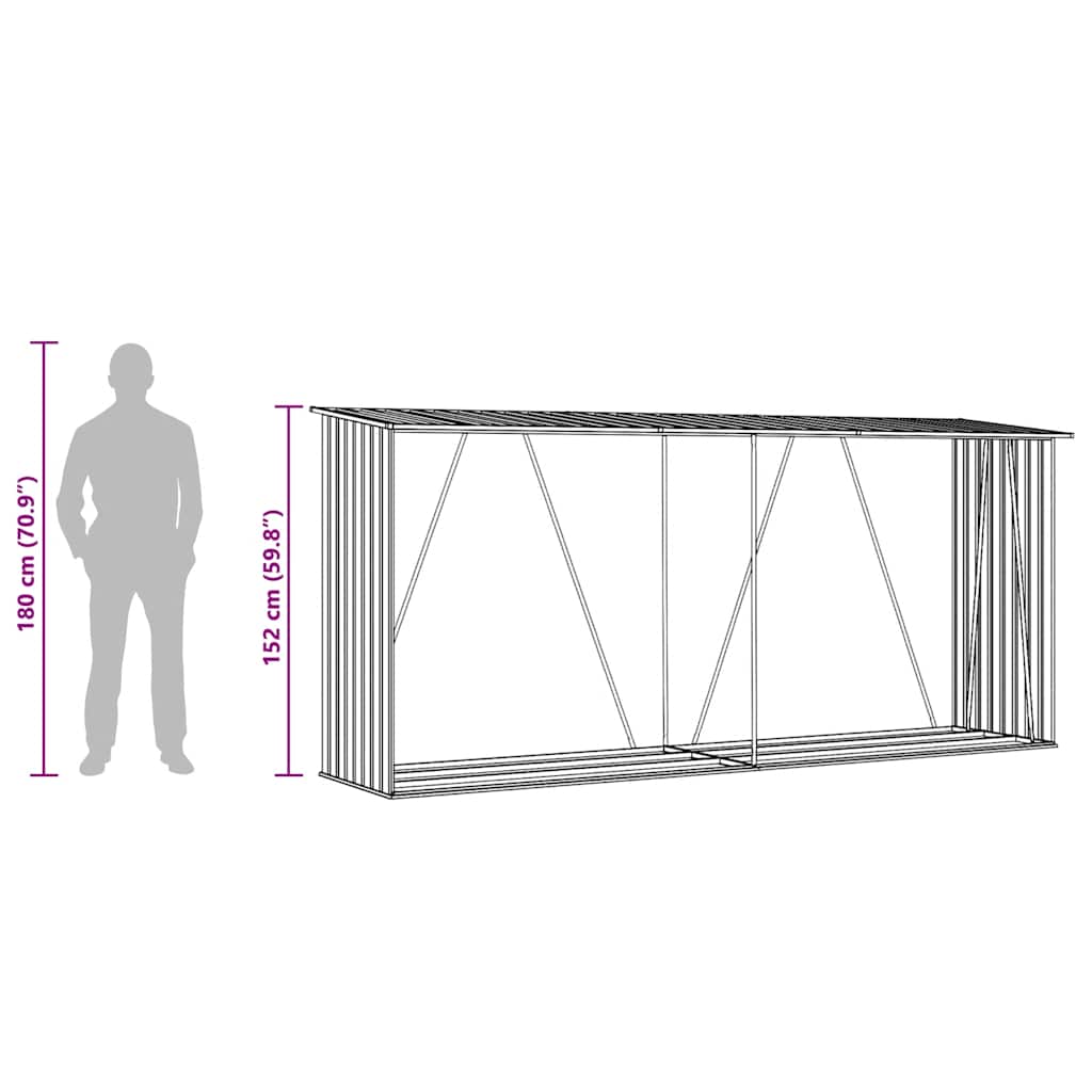 Brennholzlager Verzinkter Stahl 330X84X152 Cm