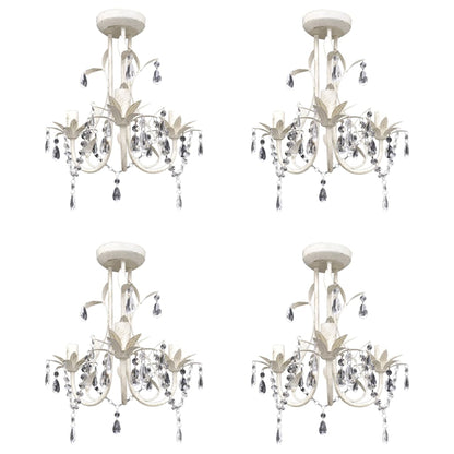 Kristall-Deckenleuchte Kronleuchter 4 Stk. Elegantes Weiß