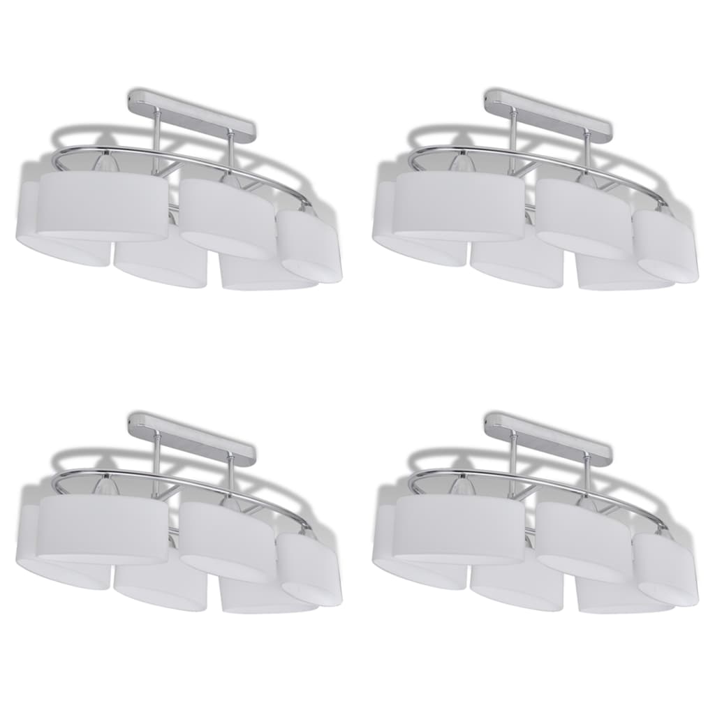 Deckenlampe Mit Ellipsenförmigen Glasschirmen 4 Stk. E14