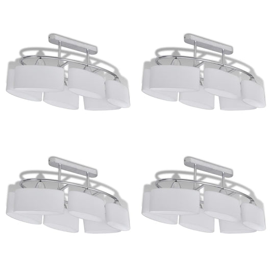 Deckenlampe Mit Ellipsenförmigen Glasschirmen 4 Stk. E14