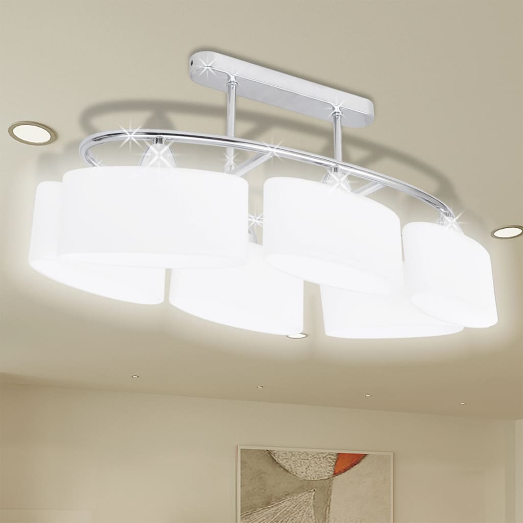 Deckenlampe Mit Ellipsenförmigen Glasschirmen 4 Stk. E14