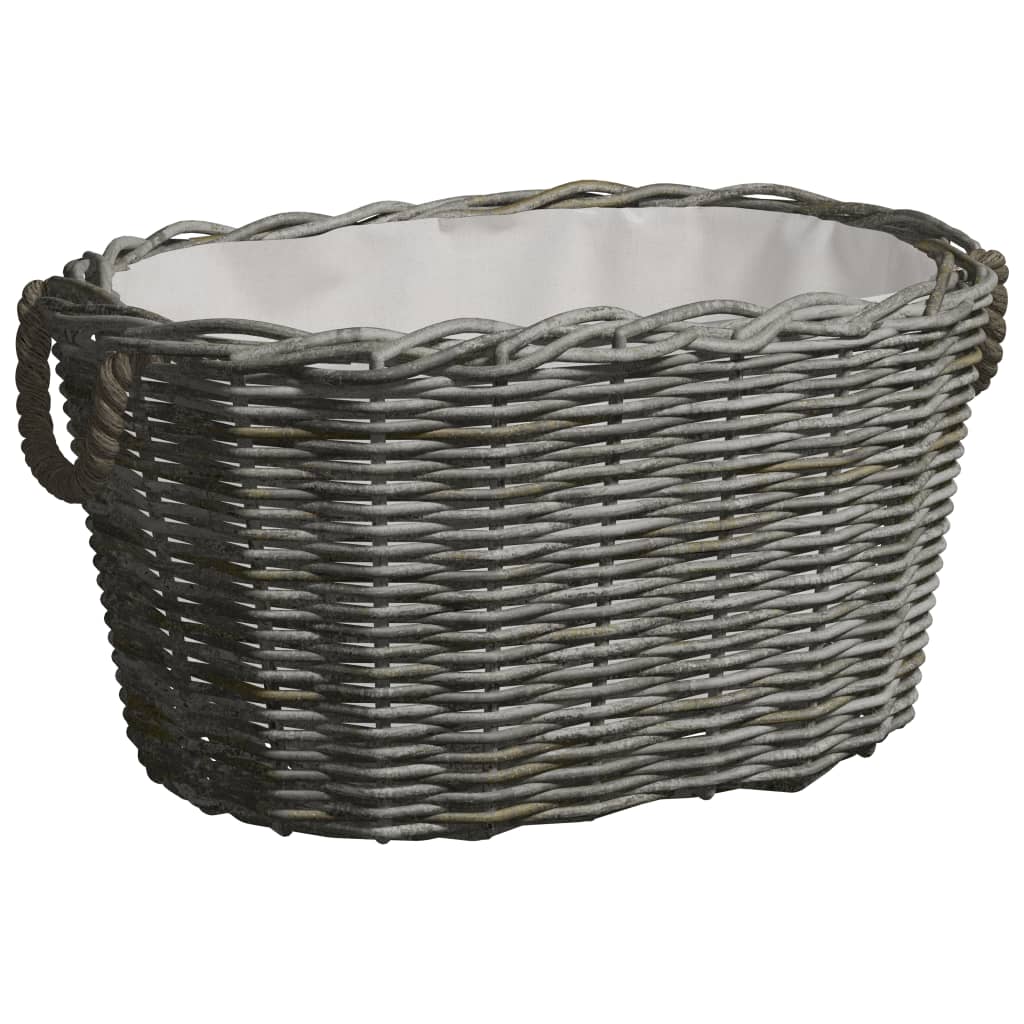 Holzkorb Mit Tragegriffen 59X42X28 Cm Grau Weide