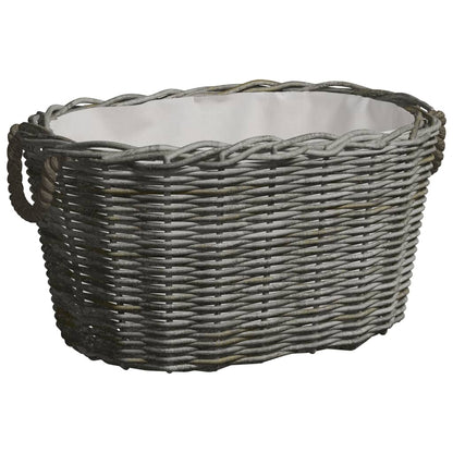 Holzkorb Mit Tragegriffen 59X42X28 Cm Grau Weide