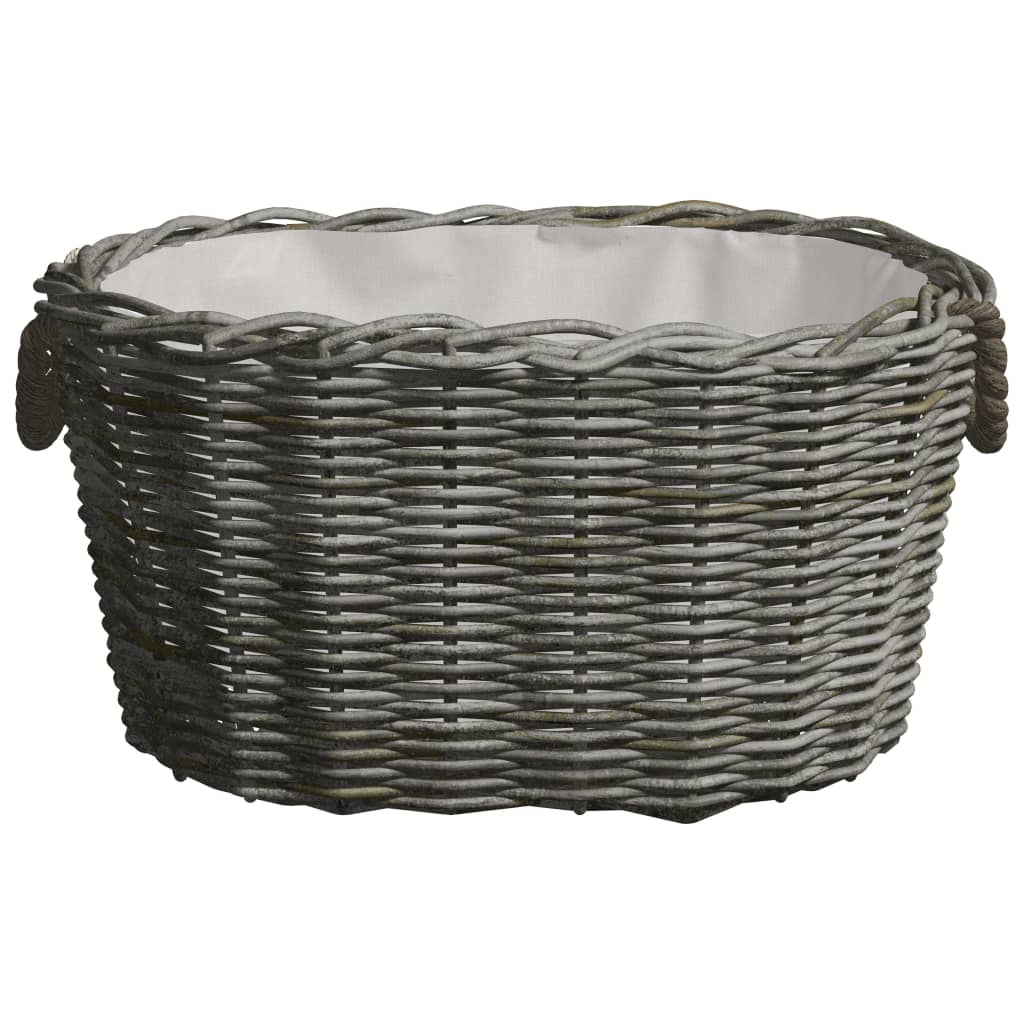 Holzkorb Mit Tragegriffen 59X42X28 Cm Grau Weide