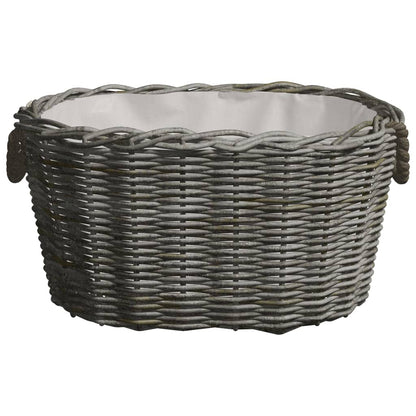 Holzkorb Mit Tragegriffen 59X42X28 Cm Grau Weide