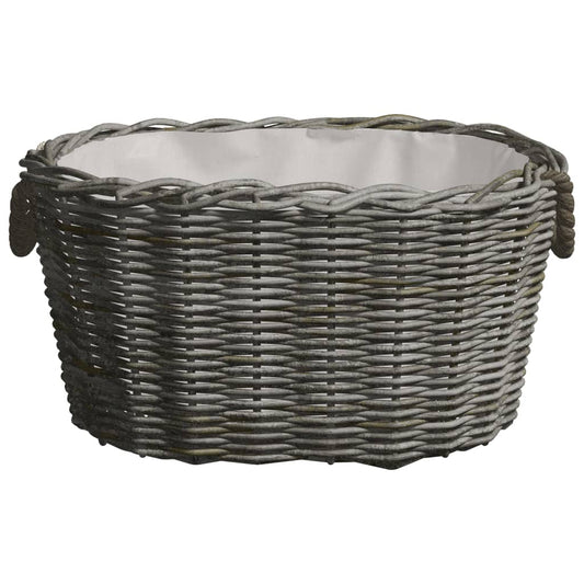 Holzkorb Mit Tragegriffen 59X42X28 Cm Grau Weide