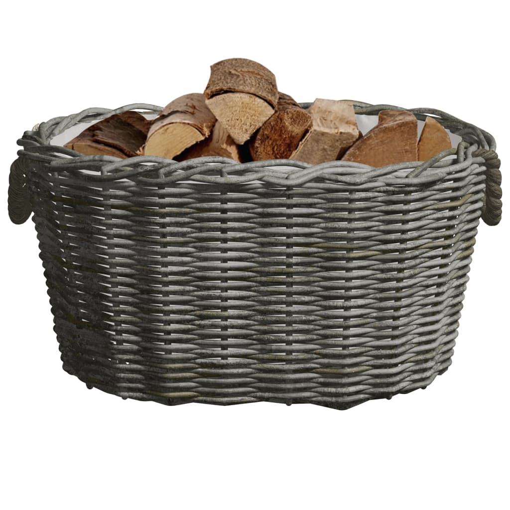 Holzkorb Mit Tragegriffen 59X42X28 Cm Grau Weide