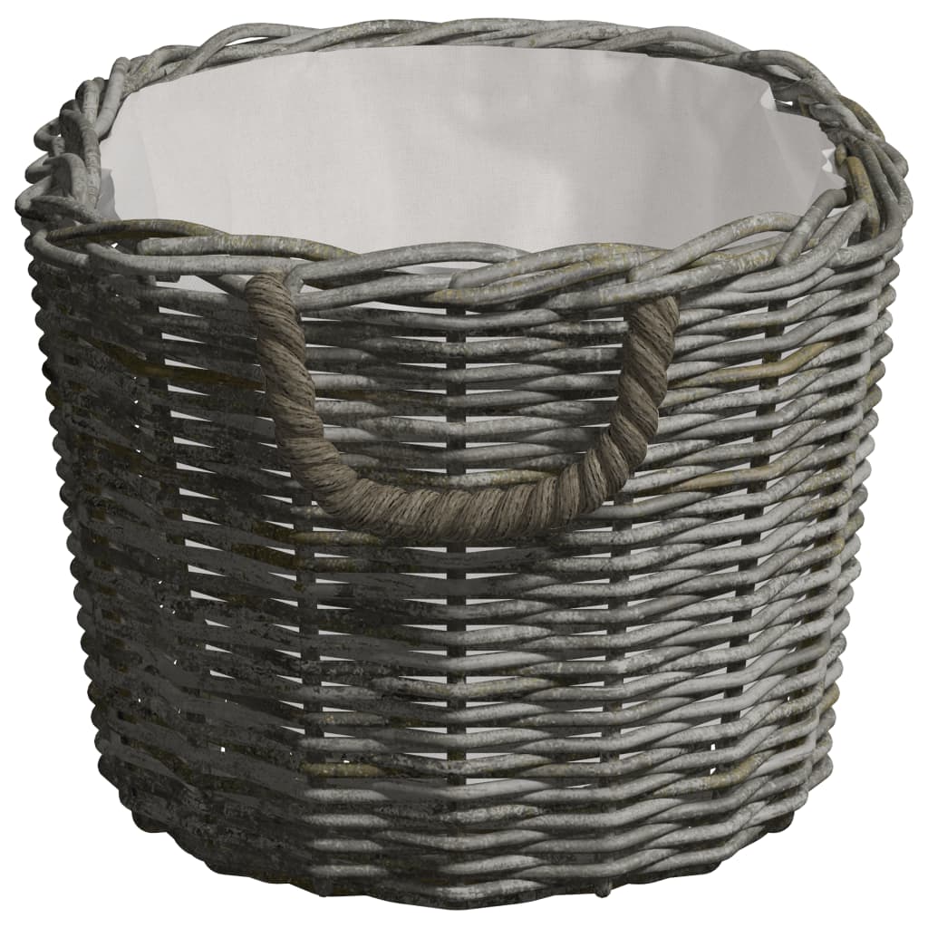 Holzkorb Mit Tragegriffen 59X42X28 Cm Grau Weide