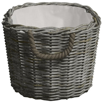 Holzkorb Mit Tragegriffen 59X42X28 Cm Grau Weide