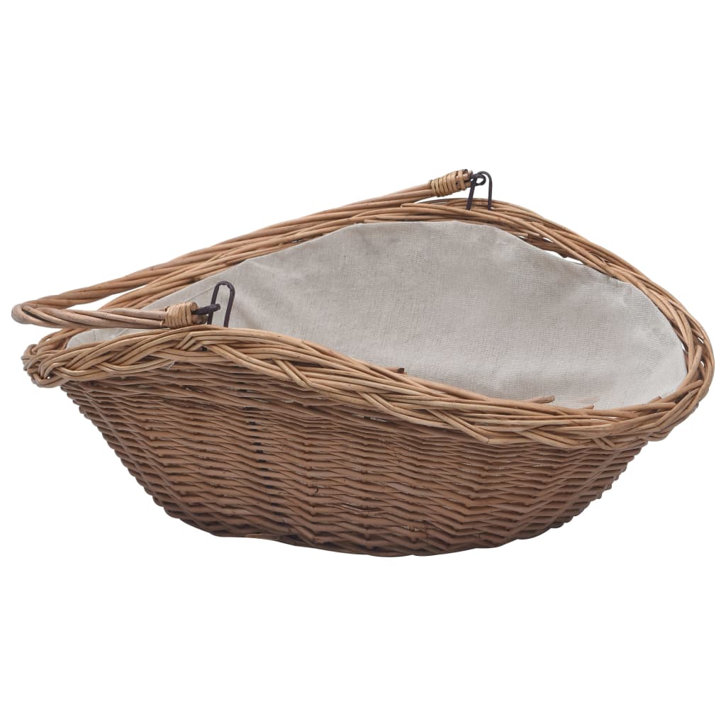 Holzkorb Mit Tragegriff 57 × 46 × 52 Cm Braun Weide