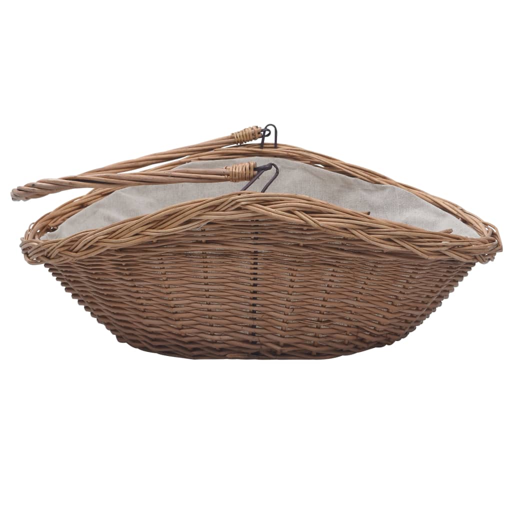 Holzkorb Mit Tragegriff 57 × 46 × 52 Cm Braun Weide
