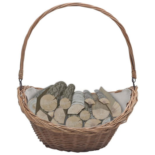 Holzkorb Mit Tragegriff 57 × 46 × 52 Cm Braun Weide