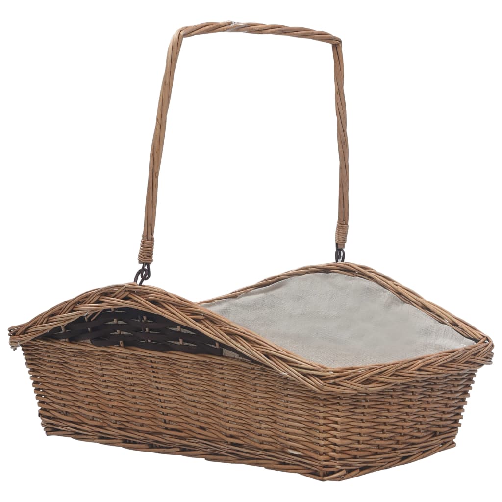 Holzkorb Mit Tragegriff 61,5 × 46,5 × 58 Cm Braun Weide
