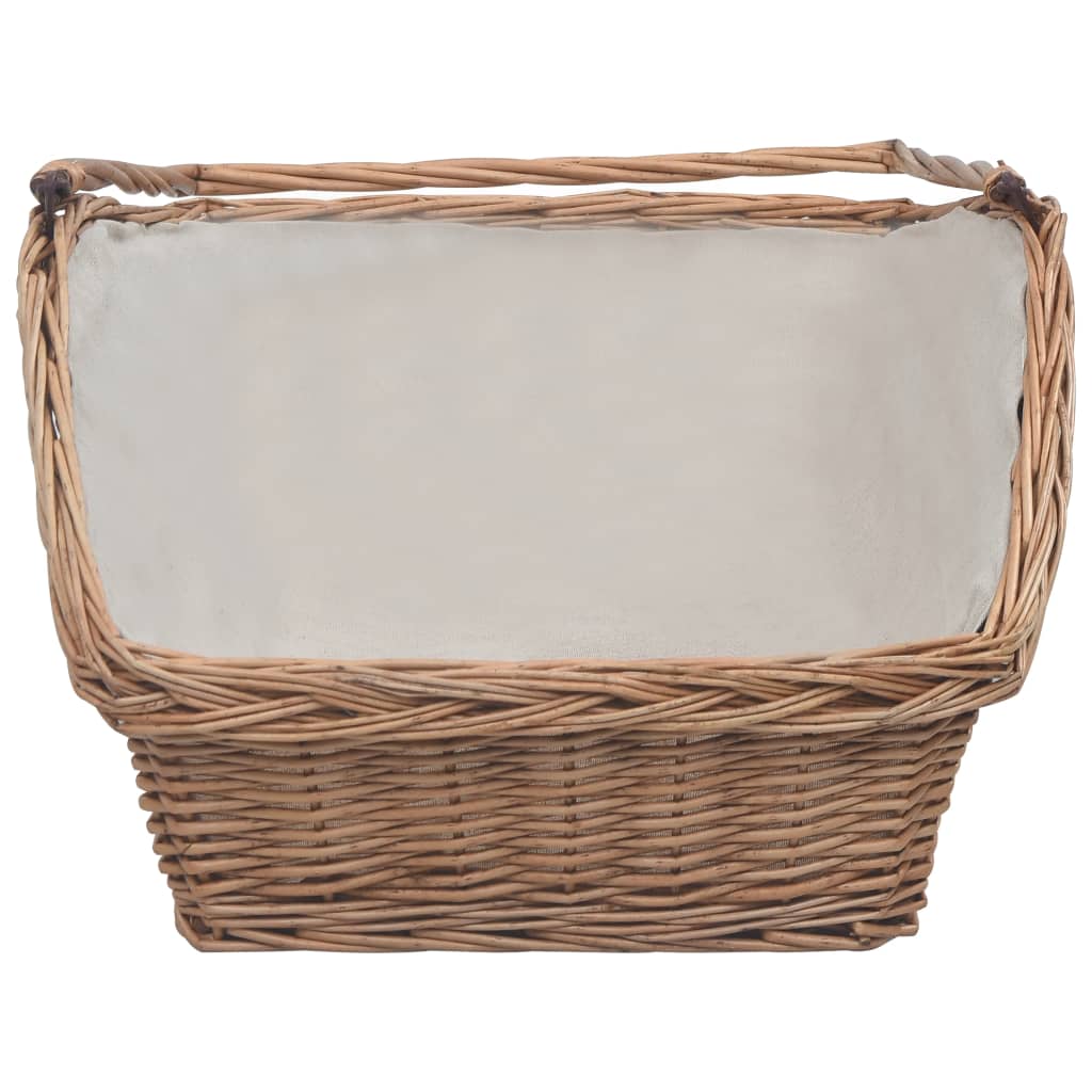 Holzkorb Mit Tragegriff 61,5 × 46,5 × 58 Cm Braun Weide