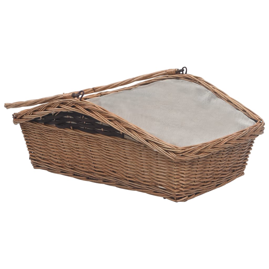 Holzkorb Mit Tragegriff 61,5 × 46,5 × 58 Cm Braun Weide