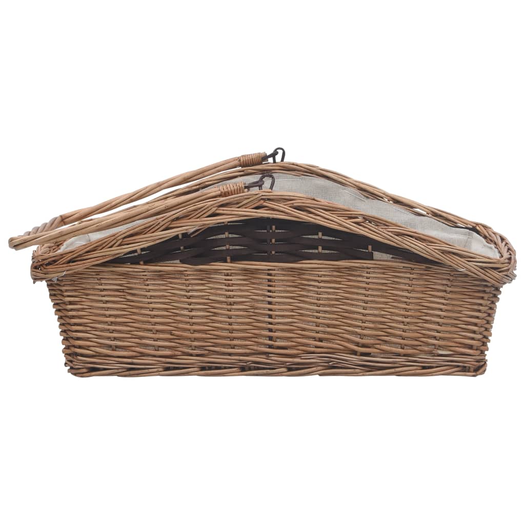 Holzkorb Mit Tragegriff 61,5 × 46,5 × 58 Cm Braun Weide