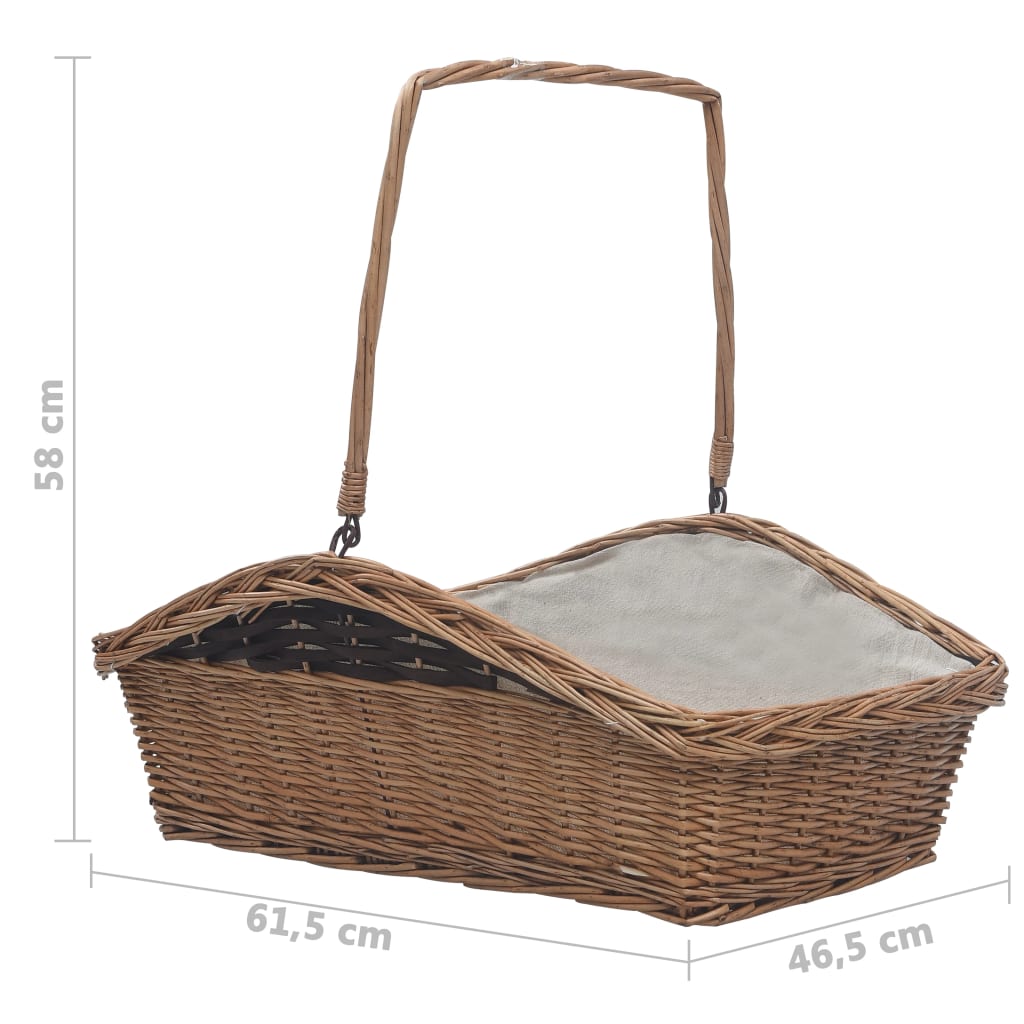 Holzkorb Mit Tragegriff 61,5 × 46,5 × 58 Cm Braun Weide