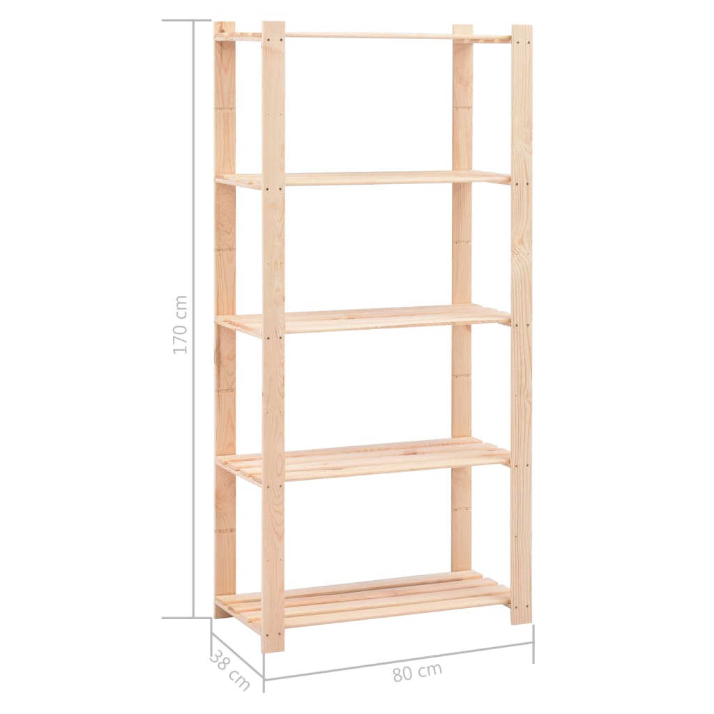 Lagerregale 5 Böden 2 Stk. 80×38×170Cm Kiefer Massivholz 250Kg Weiß Und Schwarz