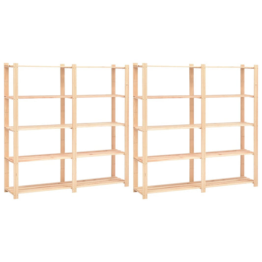 Lagerregale 5 Böden 2 Stk. 170X38X170Cm Massivholz Kiefer 500Kg
