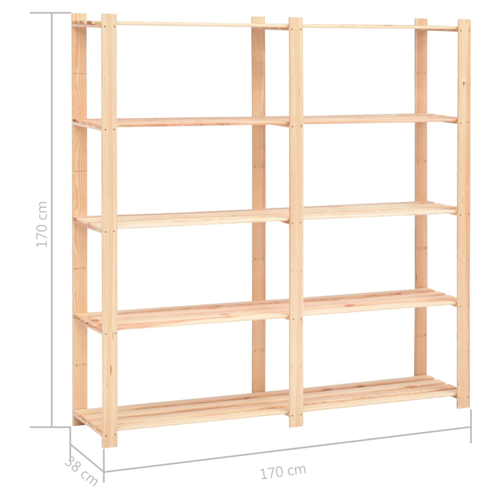 Lagerregale 5 Böden 2 Stk. 170X38X170Cm Massivholz Kiefer 500Kg