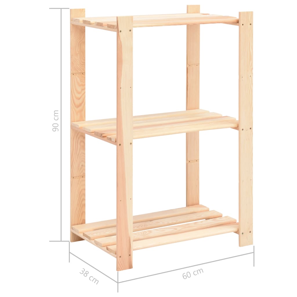 Lagerregale 3 Böden 2 Stk. 60X38X90Cm Massivholz Kiefer 150Kg