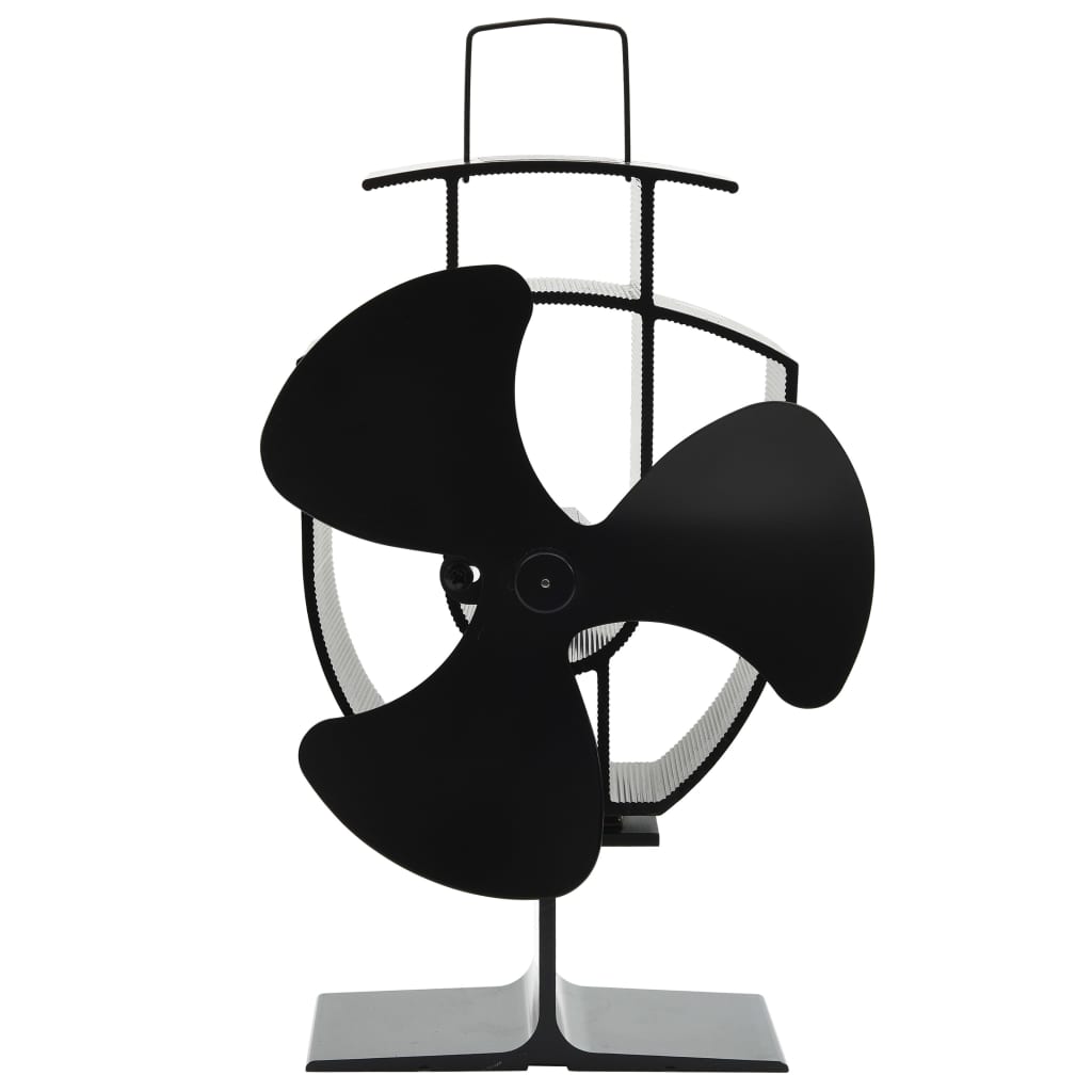 Ofenventilator Wärmebetrieben 2 Blätter Schwarz