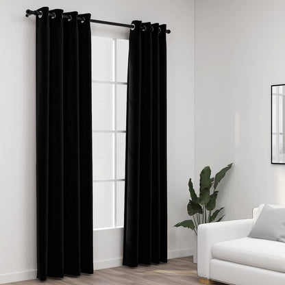 Verdunkelungsvorhänge Ösen Leinenoptik 2 Stk. 140X225Cm