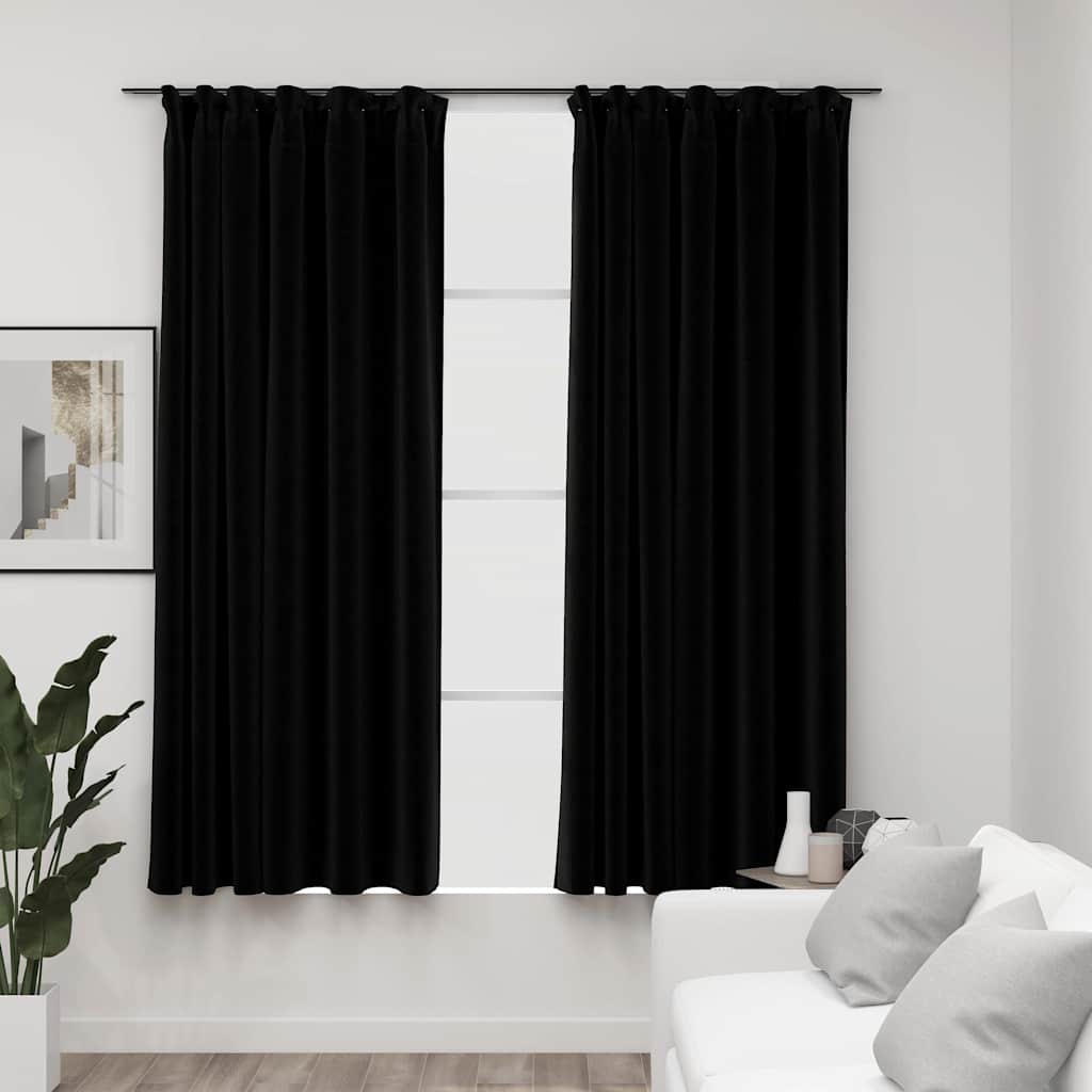 Verdunkelungsvorhänge Haken Leinenoptik 2Stk. 140X245Cm